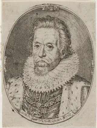 James I, King of England, by Simon van de Passe, ink, 1621