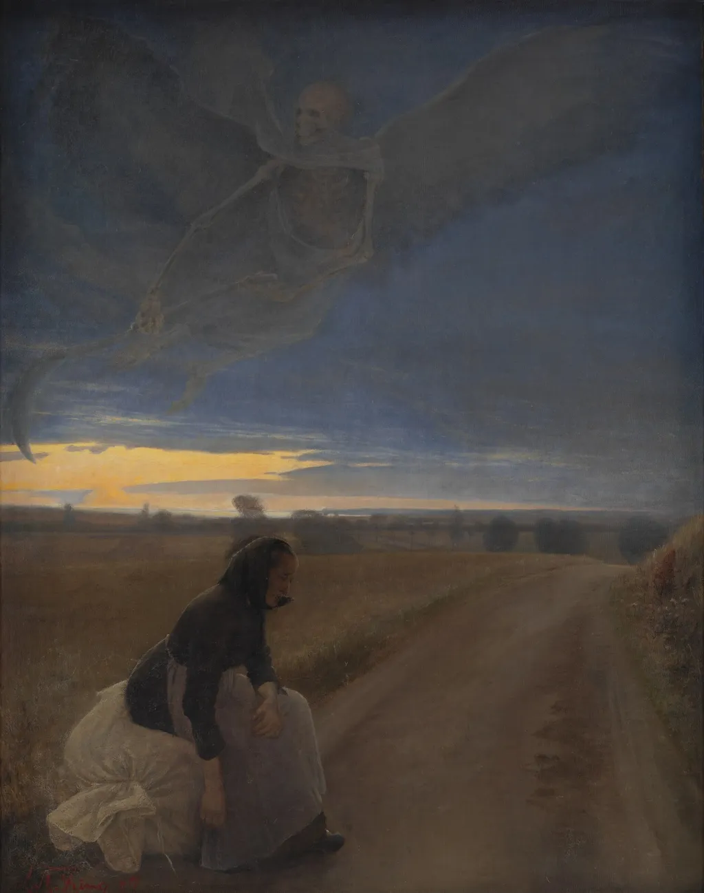 Evening. Death and the Old Woman, by Laurits Andersen Ring, oil, 1894