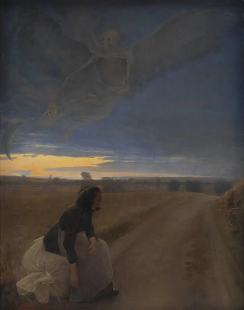Evening. Death and the Old Woman, by Laurits Andersen Ring, oil, 1894