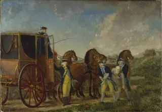 Konung Adolf Fredrik (1710-1771) vid Loka Brunn 1762, by Pehr Hilleström, oil, 1782