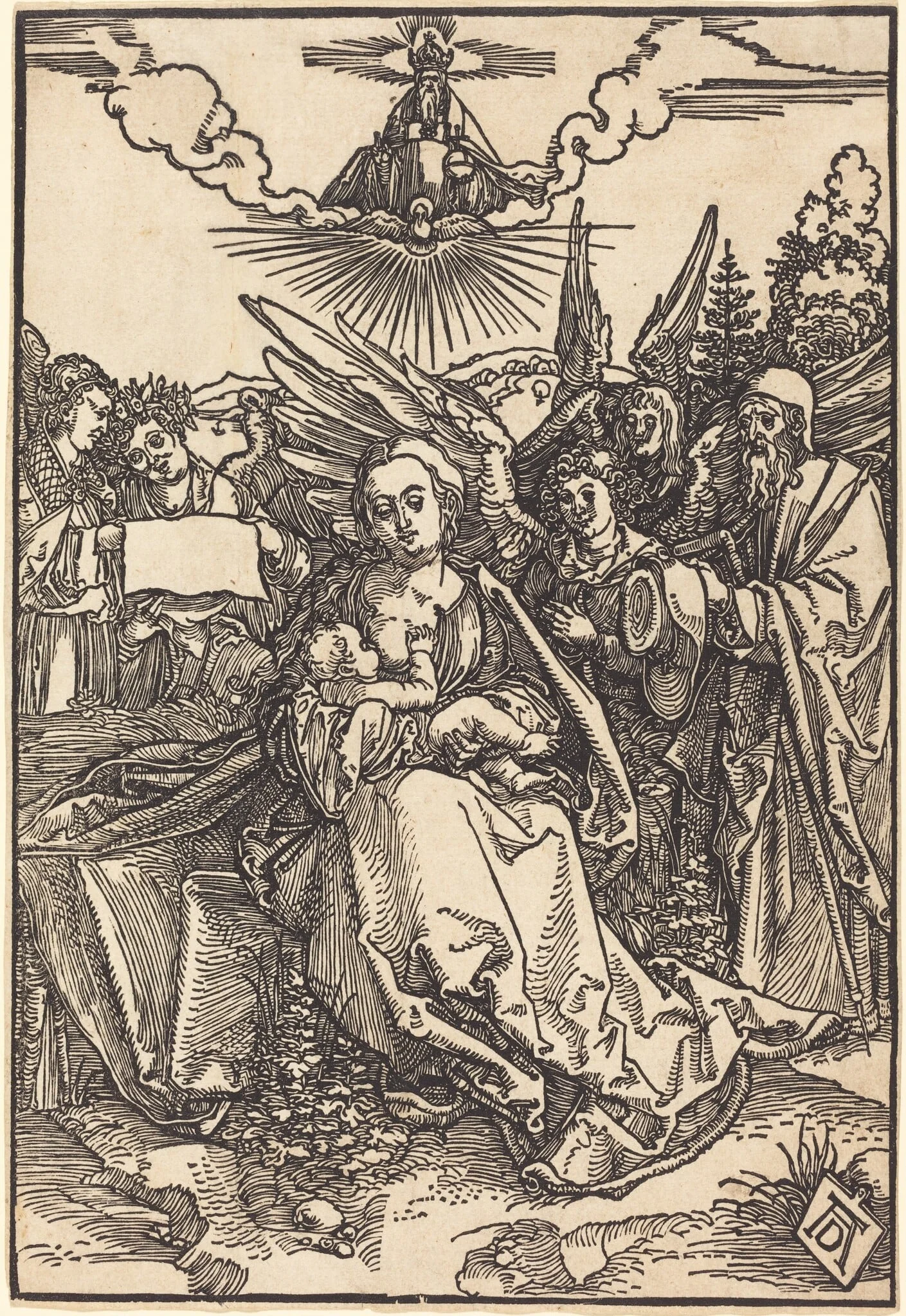 The Holy Family with Five Angels, detail