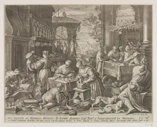 The Rich Man and Lazarus, by Jan Sadeler, 1550
