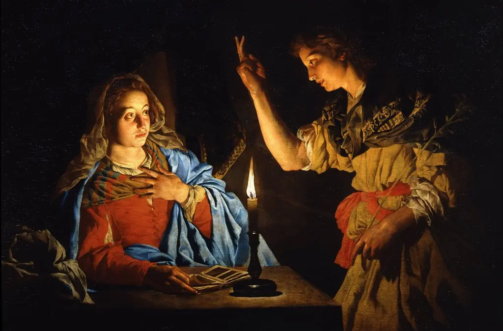 The Annunciation, by Matthias Stom, oil, 1700