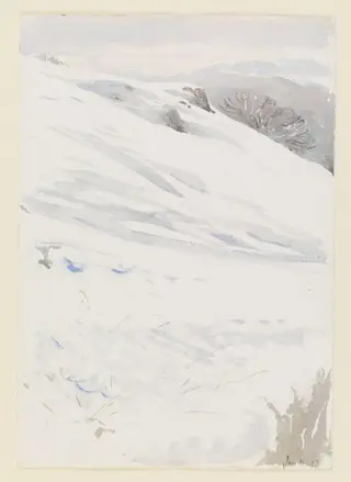 Snowy hillside, by Beatrix Potter, watercolor, 11