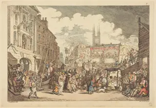 Bartholomew Fair, by Thomas Rowlandson, ink, 1807