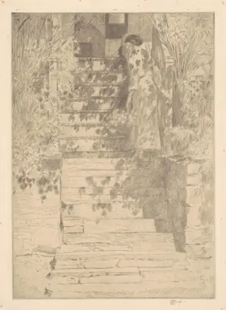 The Steps, by Childe Hassam, ink, 1915