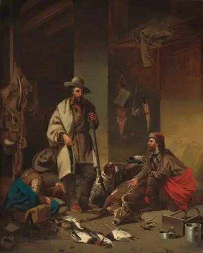 The Trapper's Cabin, by John Mix Stanley, oil, 1858
