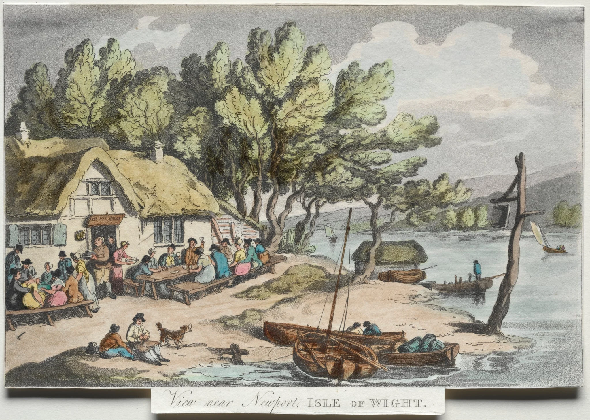 Rowlandson's Sketches from Nature: View near Newport, Isle of Wight, detail