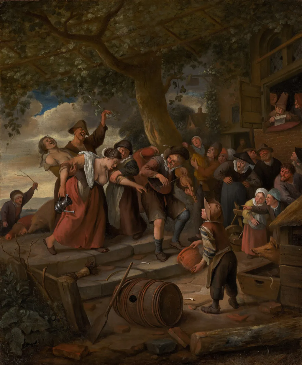‘A Pig Belongs in the Sty’, by Jan Steen, oil, 1674