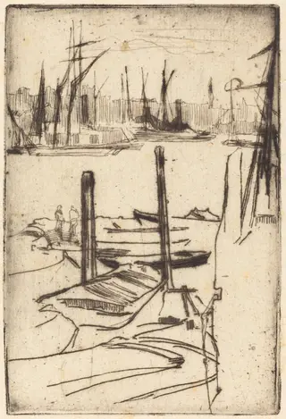 The Tiny Pool, by James McNeill Whistler, ink, 1877