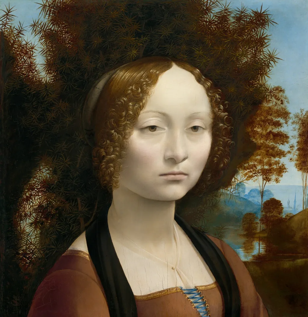 Ginevra de' Benci [obverse], by Leonardo da Vinci, oil, 1476