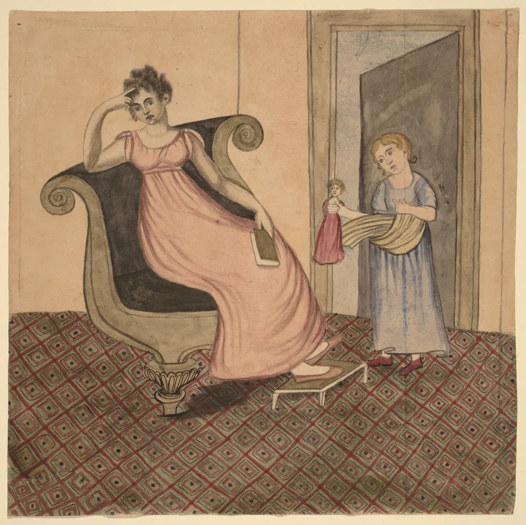 Mother and Child, by Eunice Pinney, ink, 1815