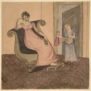 Mother and Child, by Eunice Pinney, ink, 1815
