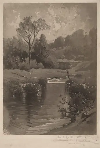 An Old Dam Near Montrose, by James David Smillie, ink, 1891