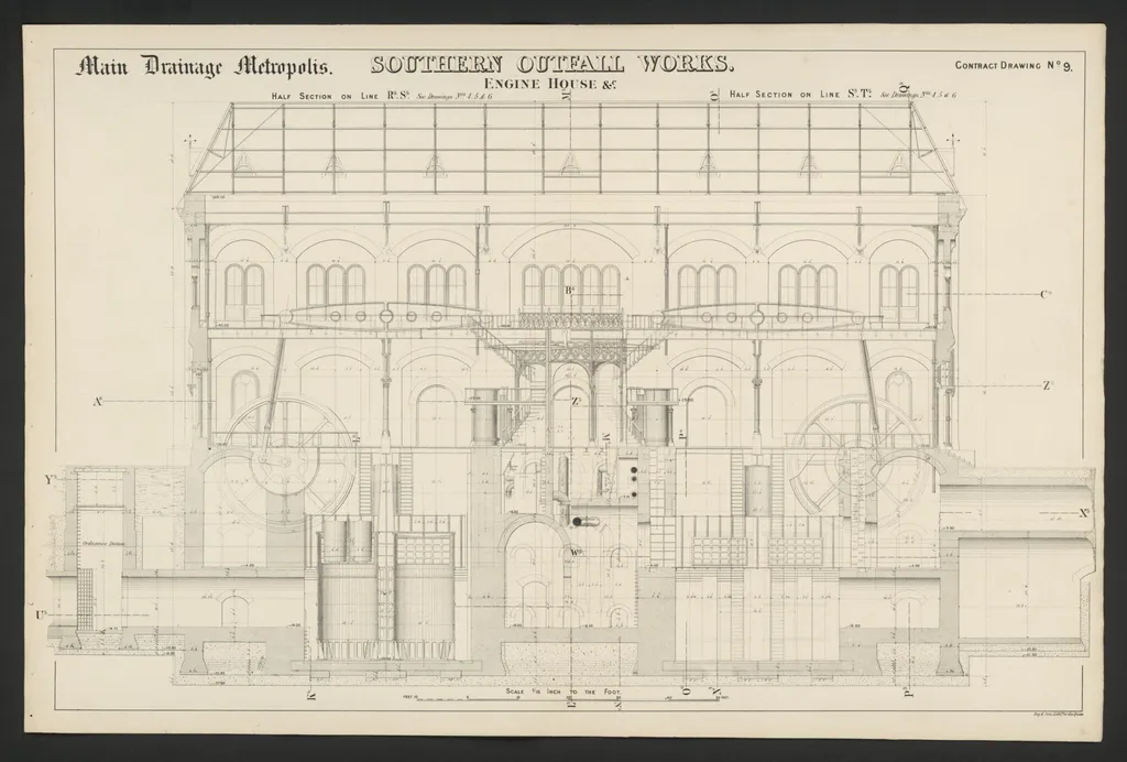 Joseph Bazalgette contract drawings for the Metropolitan Board of Works. Southern Outfall Works, by Joseph William Bazalgette, 1864