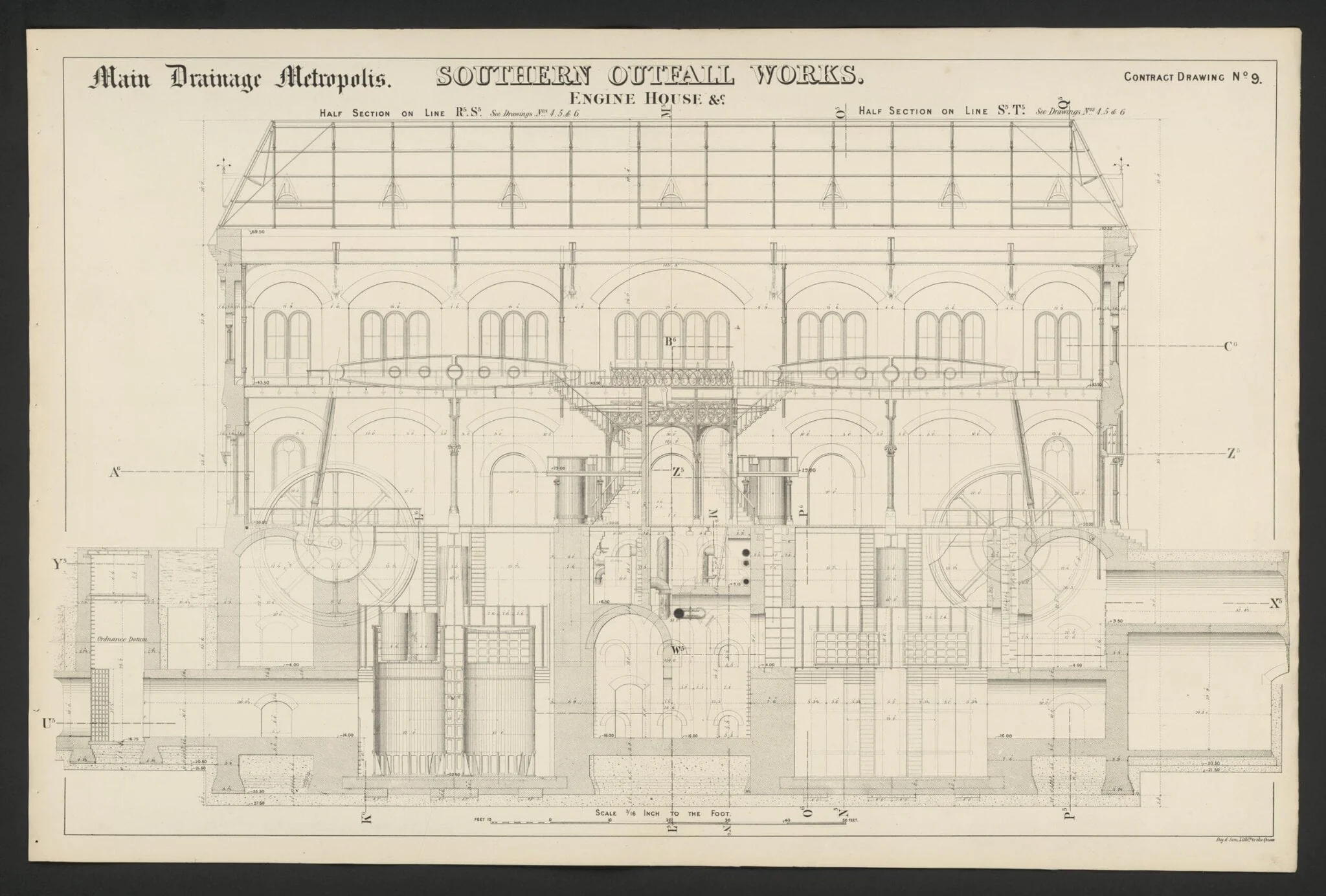 Joseph Bazalgette contract drawings for the Metropolitan Board of Works. Southern Outfall Works, detail