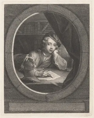 Charles-Antoine Coypel, by Nicolas Henri Tardieu, ink, 1727
