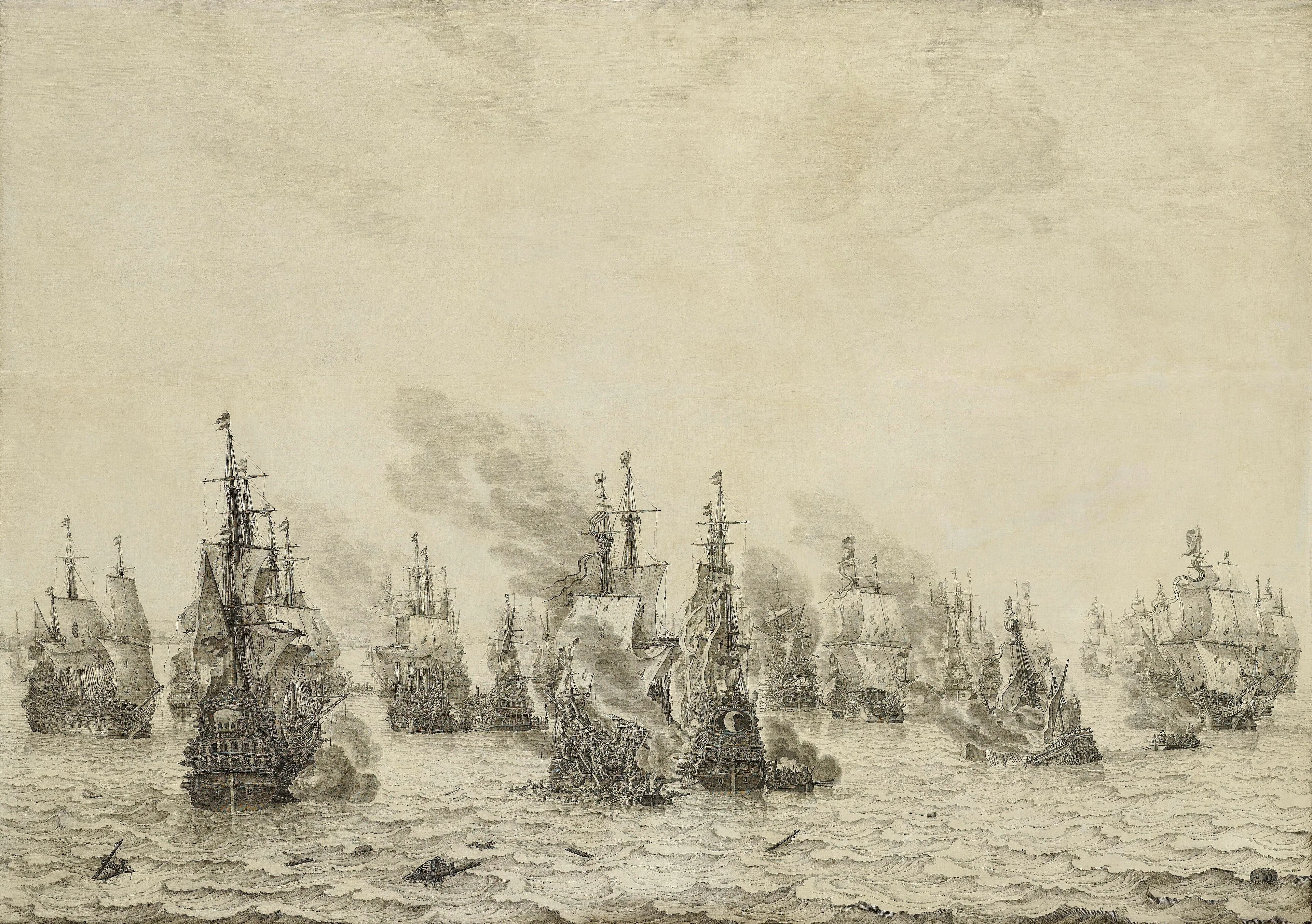 The Batlle of Livorno, 14 March 1653: episode from the First Anglo-Dutch War (1652-54), detail