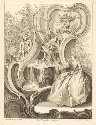 Le Rendez-vous, by Antoine Aveline, ink, 1736