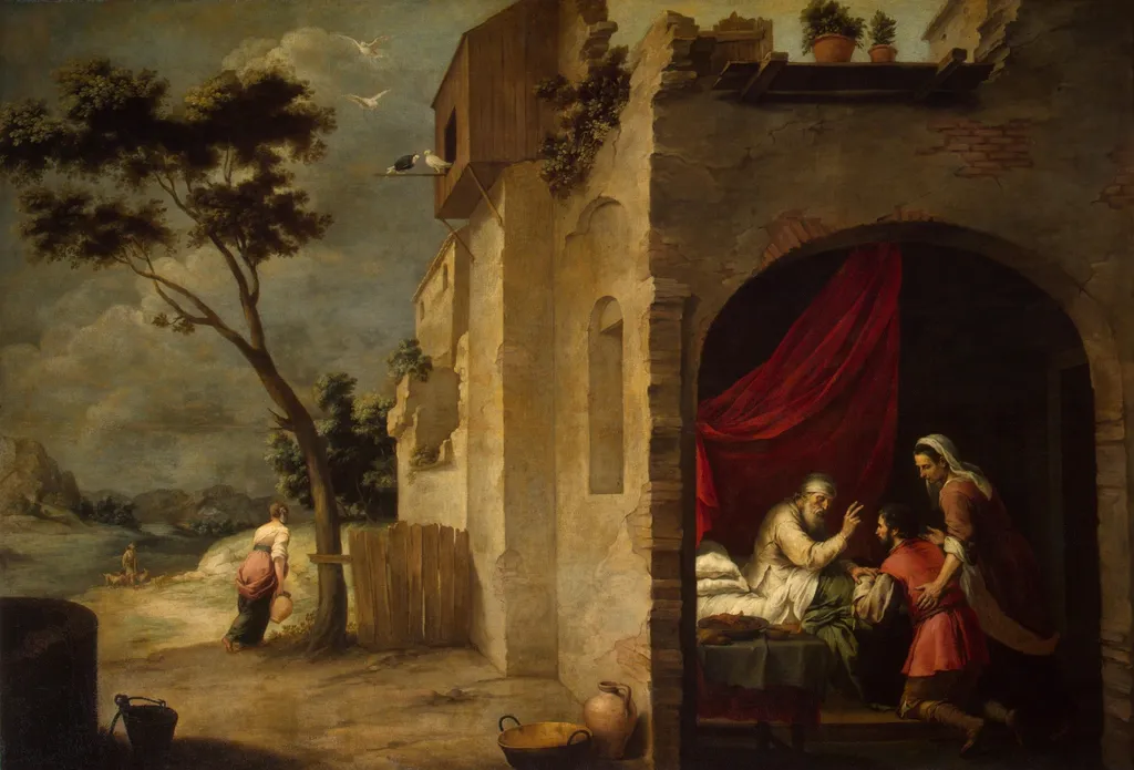 Isaac Blessing Jacob, by Bartolomé Esteban Murillo, oil, 1667