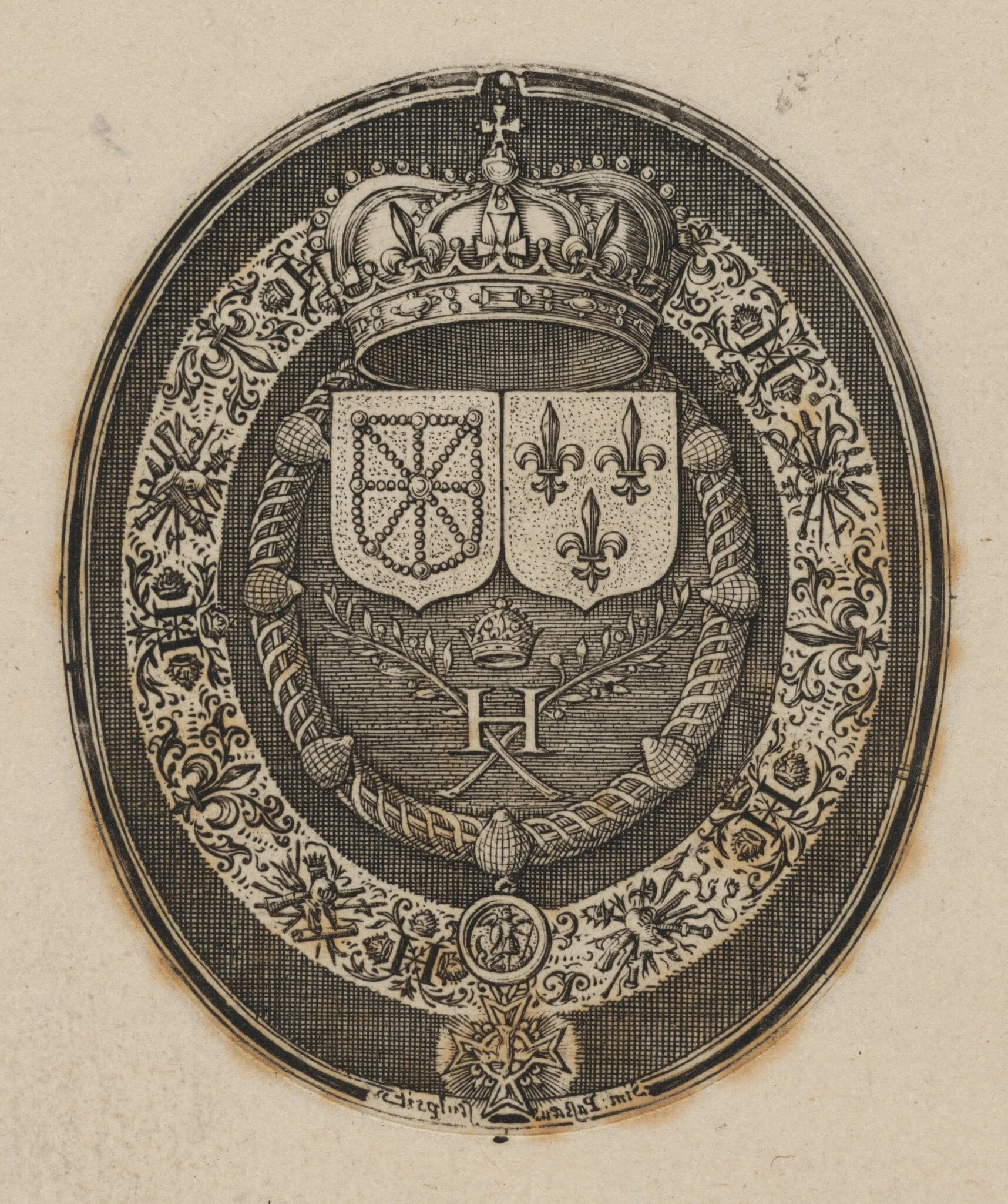 Shields of Henri IV and Maria de Medici [bottom half], detail