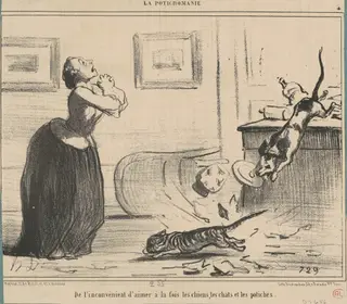 De l'inconvénient d'aimer a la fois ..., by Honoré Daumier, ink, 1855