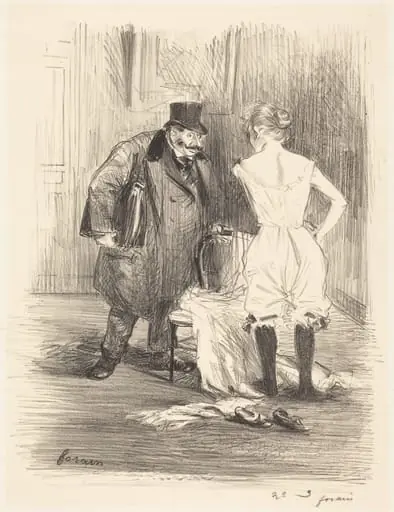 Une saisie (A Seizure), by Jean-Louis Forain, ink, 1891