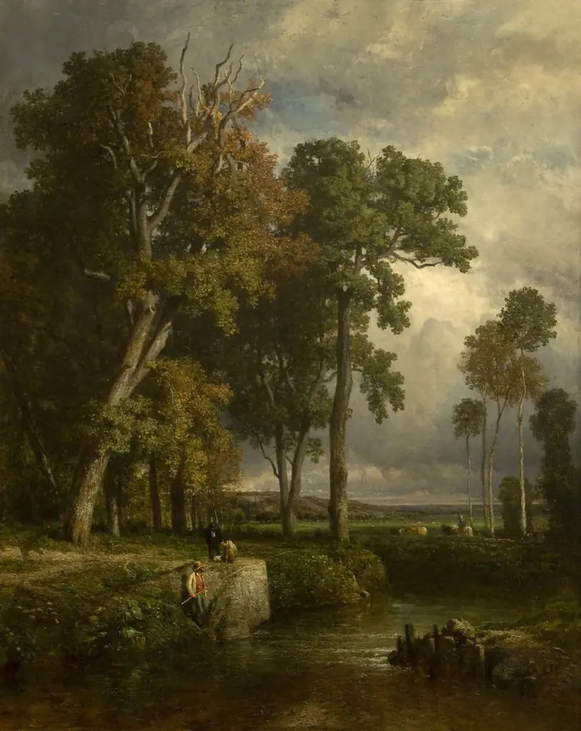 The Angler, by Constant Troyon, oil, 1850
