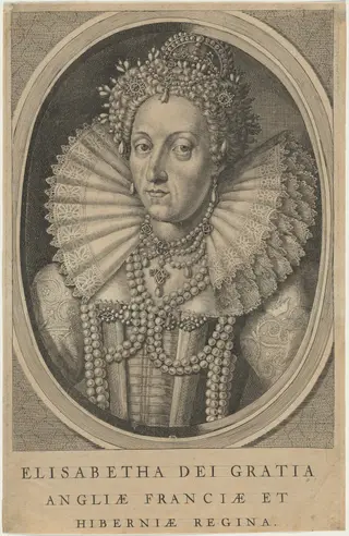 Queen Elizabeth, by after Crispijn de Passe I after Isaac Oliver