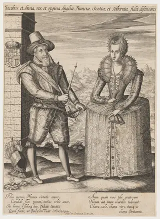 James I and Anne of Denmark, by after Hieronymus Wierix
