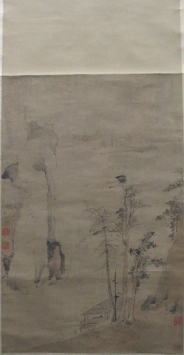 清 佚名 舊傳陸治 秋林圖 軸|An Autumnal Grove, by After Lu Zhi, ink, 1639