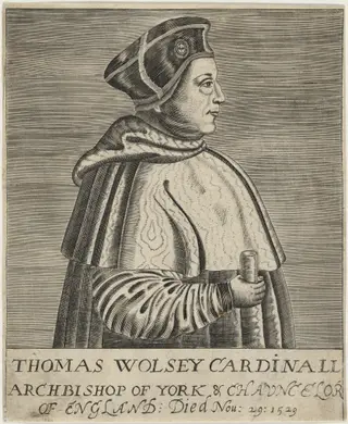 Thomas Wolsey, Cardinal, by after Renold Elstrack