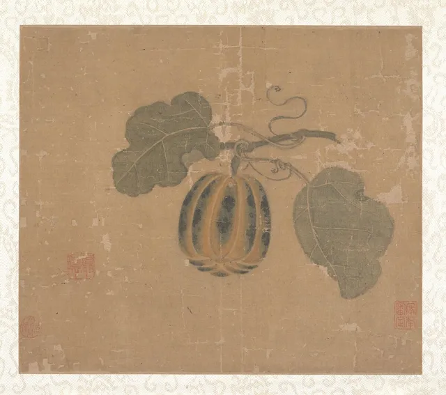明    佚名    南瓜    扇面|Squash