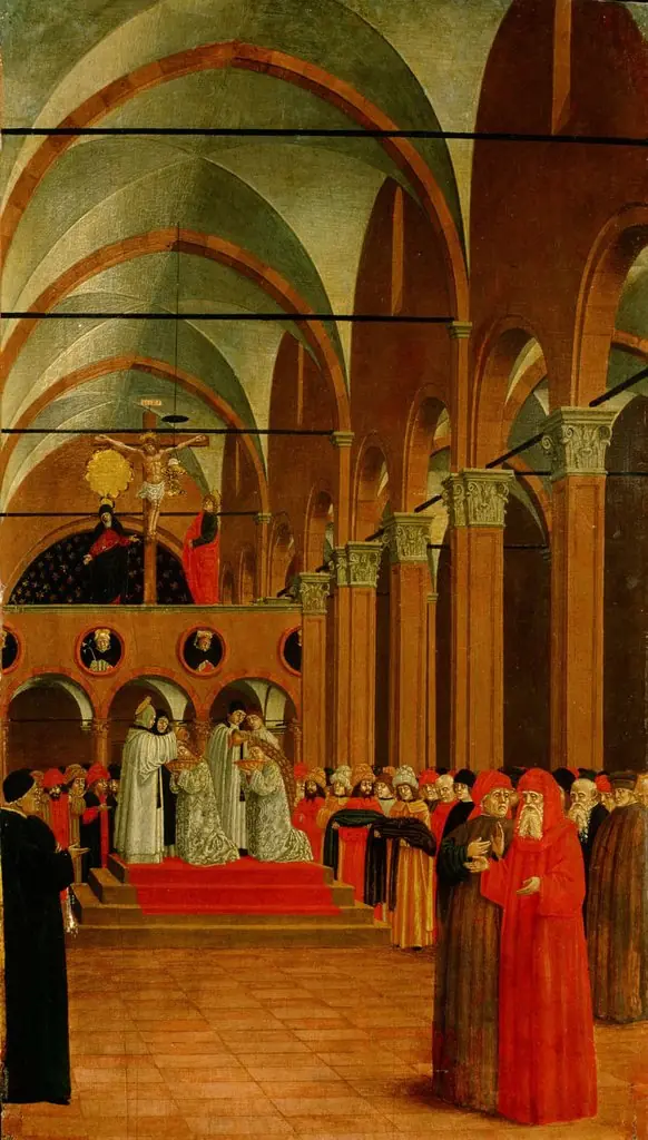 Szene aus dem Leben des Hl. Vinzenz Ferrer: Der Heilige bekehrt und tauft Sarazenen und Juden, by Agnolo degli Erri