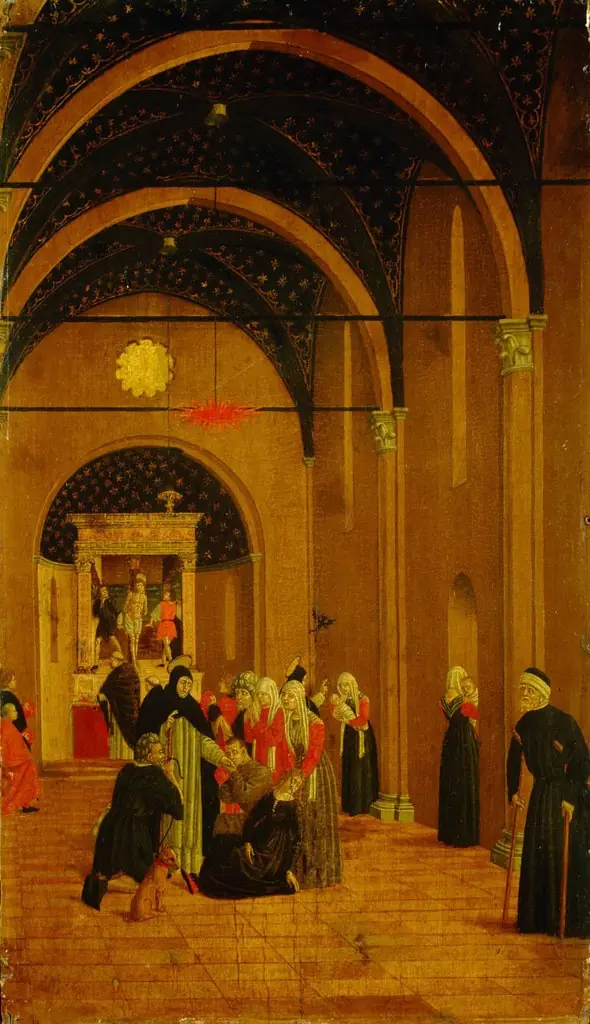 Szene aus dem Leben des Hl. Vinzenz Ferrer: Kranke werden durch den Segen des Heiligen geheilt, by Agnolo degli Erri