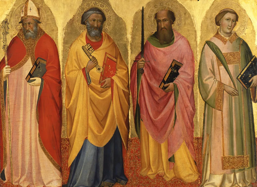 SS. bishop, Petrus, Paulus and a diacon, by Agnolo Gaddi, unspecified, 1350