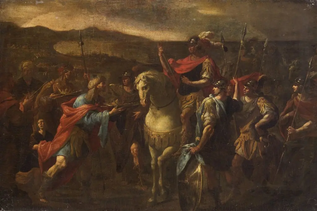 Indische Könige huldigen Alexander dem Großen, by Agostino Beltrano