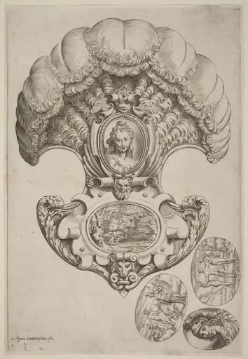 A Headpiece in the Form of a Fan, by Agostino Carracci