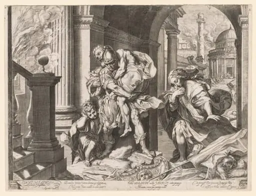 Aeneas and His Family Fleeing Troy, by Agostino Carracci