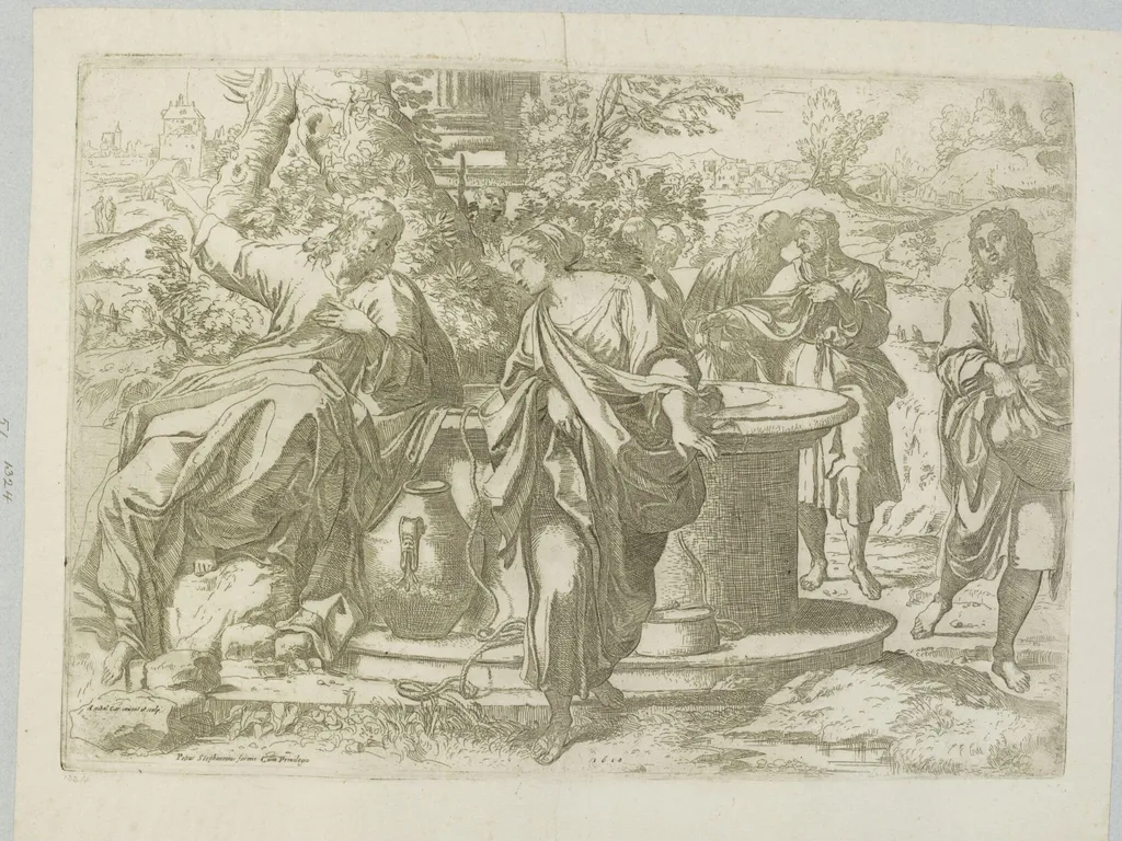 Christ and the Woman of Samaria, by Agostino Carracci, 1550