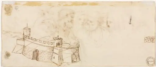 Crenelated Fortress (verso), by Agostino Carracci