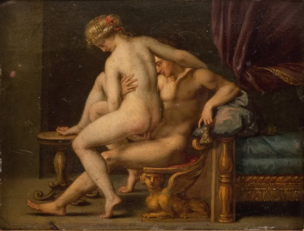 Nuditet med mand og kvinde, by Agostino Carracci