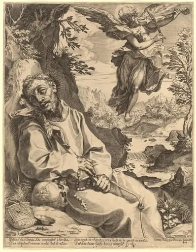 Saint Francis Consoled by the Musical Angel, by Agostino Carracci