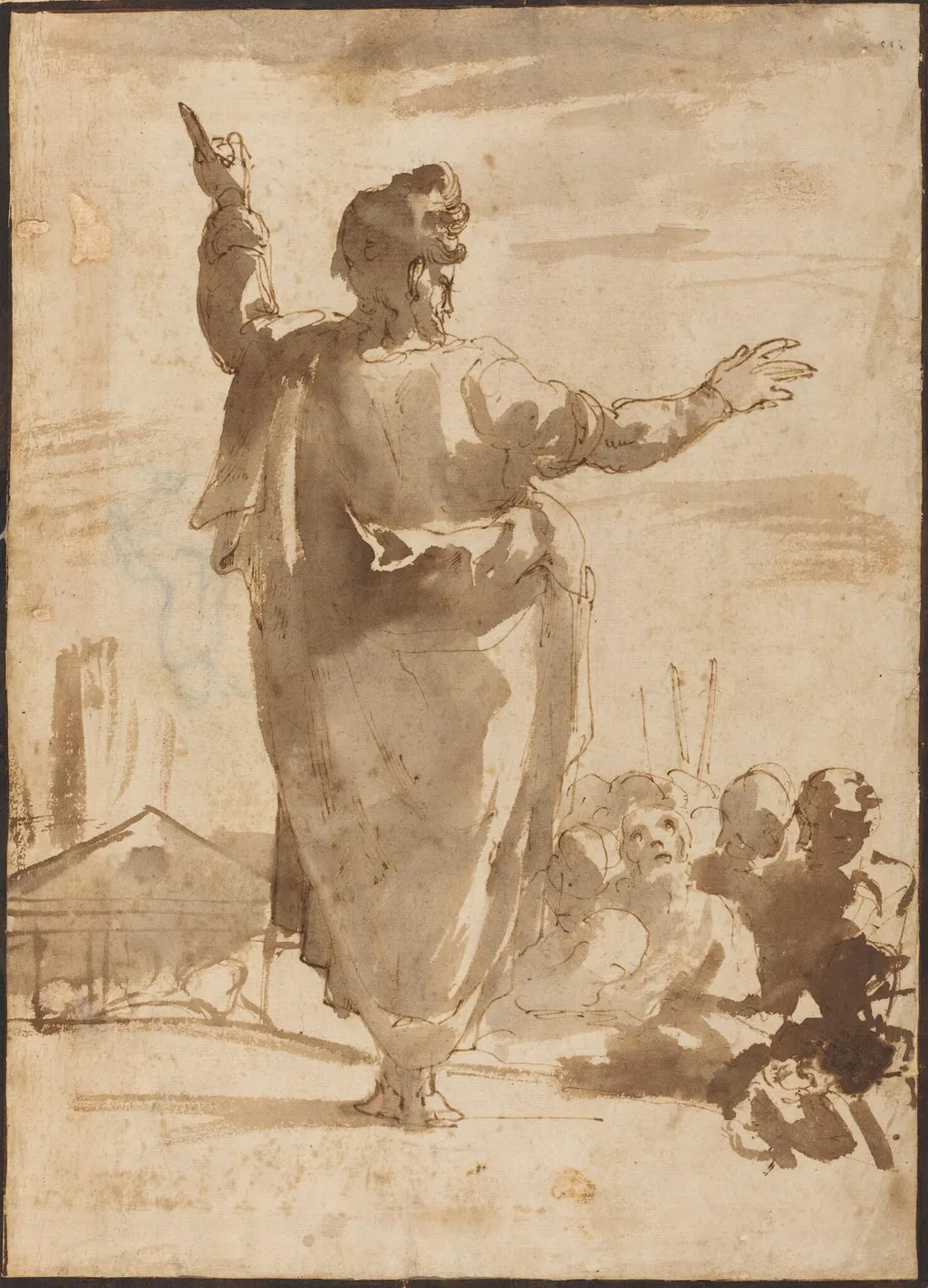 Saint Paul Preaching, by Agostino Carracci, ink, 1580