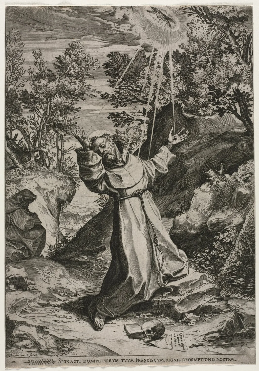 St. Francis Receiving the Stigmata, by Agostino Carracci, 1586