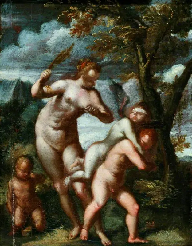 Venus Chastising Cupid, by Agostino Carracci