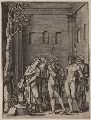 Iphigenia Recognizing Her Brother, by Agostino dei Musi