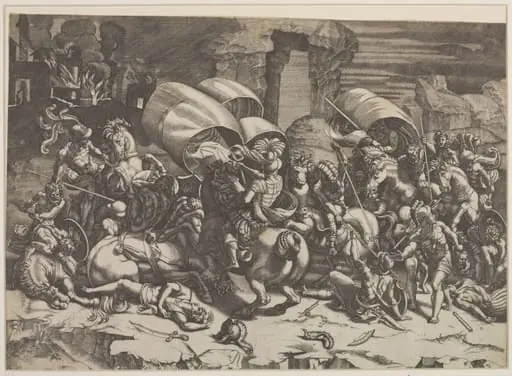 La bataille au coutelas, by Agostino dei Musi