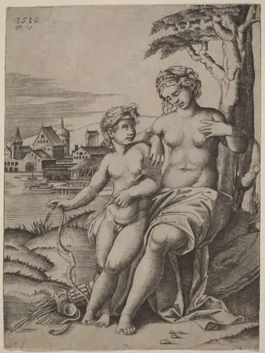 Venus and Cupid, by Agostino dei Musi