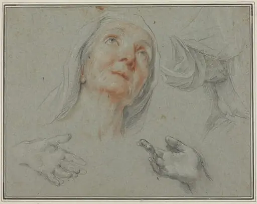 Studies for Saint Anne in "Education of the Virgin", by Agostino Masucci
